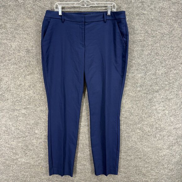 Express Pants Women 14 Blue Mid Rise Ankle Columnist Stretch Pockets Pleated - Picture 1 of 9